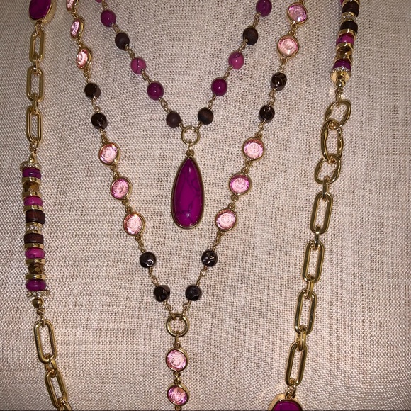 NWT WHBM ORCHID COLOR MULTI-ROW NECKLACE
